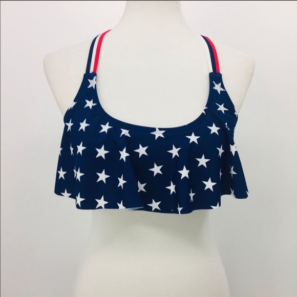 🔥CALIFORNIA WAVES🔥2-Piece Bikini America Flounce Cheeky Swimsuit Large NWT - Picture 3 of 10